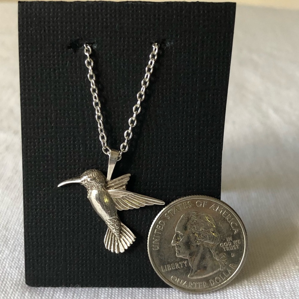 1 inch sterling silver hummingbird pendant